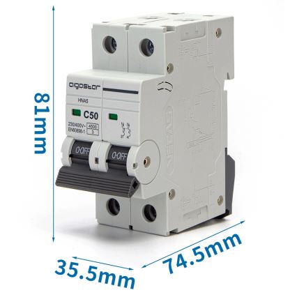 Aigostar - Disjoncteur bipolaire 2P-50A-C 230-400V
