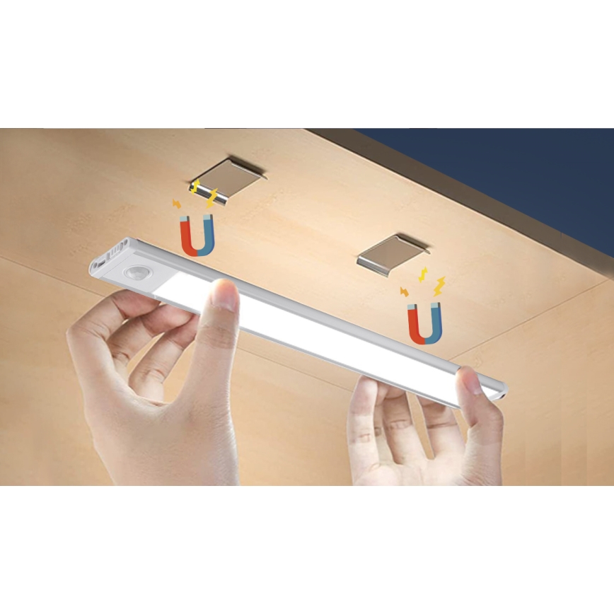 Aigostar - Éclairage de meuble rechargeable avec détecteur LED/1,5W/5V 4000K