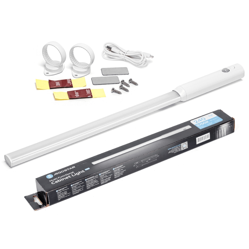 Aigostar - Éclairage de placard LED avec détecteur de mouvement LED/5W/5V 1800 mAh 5700K blanc