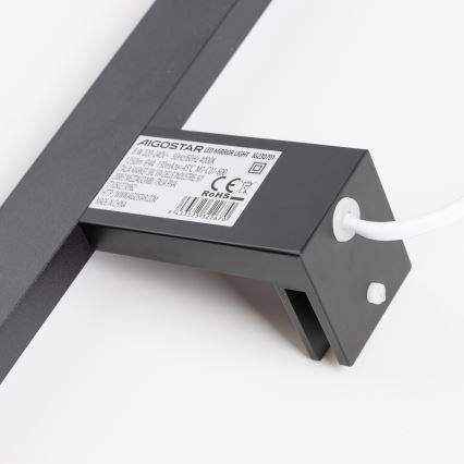 Aigostar - Éclairage LED pour miroir de salle de bains LED/8W/230V 4000K 40 cm IP44 noir