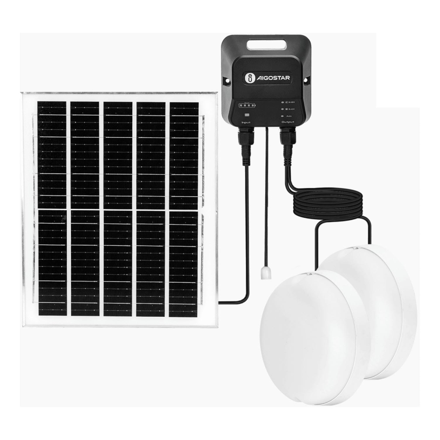 Aigostar - Éclairage solaire 2xLED/70W/12V 12000 mAh 6500K d. 20,5 cm + Télécommande