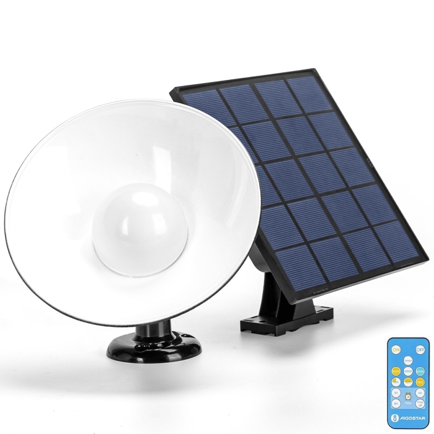 Aigostar - Éclairage solaire avec détecteur LED/3,2V 3000K/4000K/6500K IP65 5000 mAh Télécommande