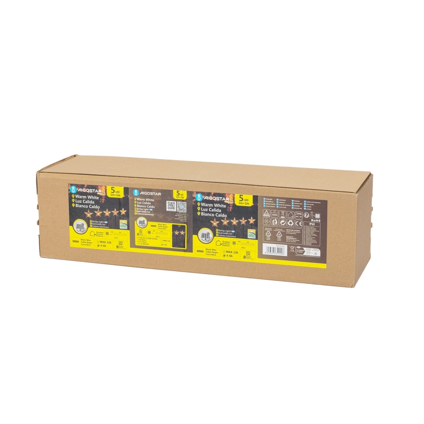 Aigostar - Éclairage solaire de Noël LED/0,054W/1,2V 1m IP65 800 mAh blanc chaud
