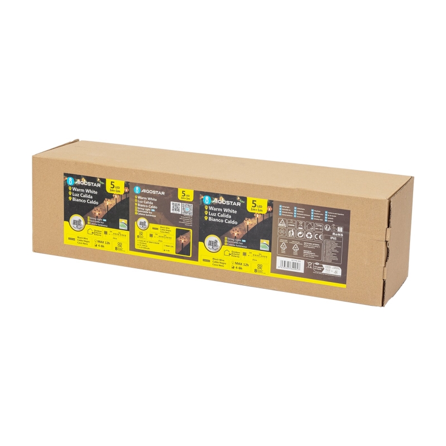 Aigostar - Éclairage solaire de Noël LED/0,054W/1,2V 1m IP65 blanc chaud