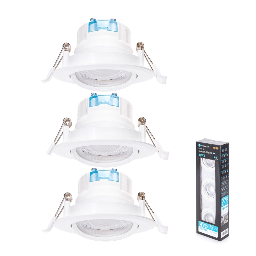 Aigostar - Ensemble de 3 spots LED encastrés LED/5W/230V 6500K diamètre 8,5 cm blanc