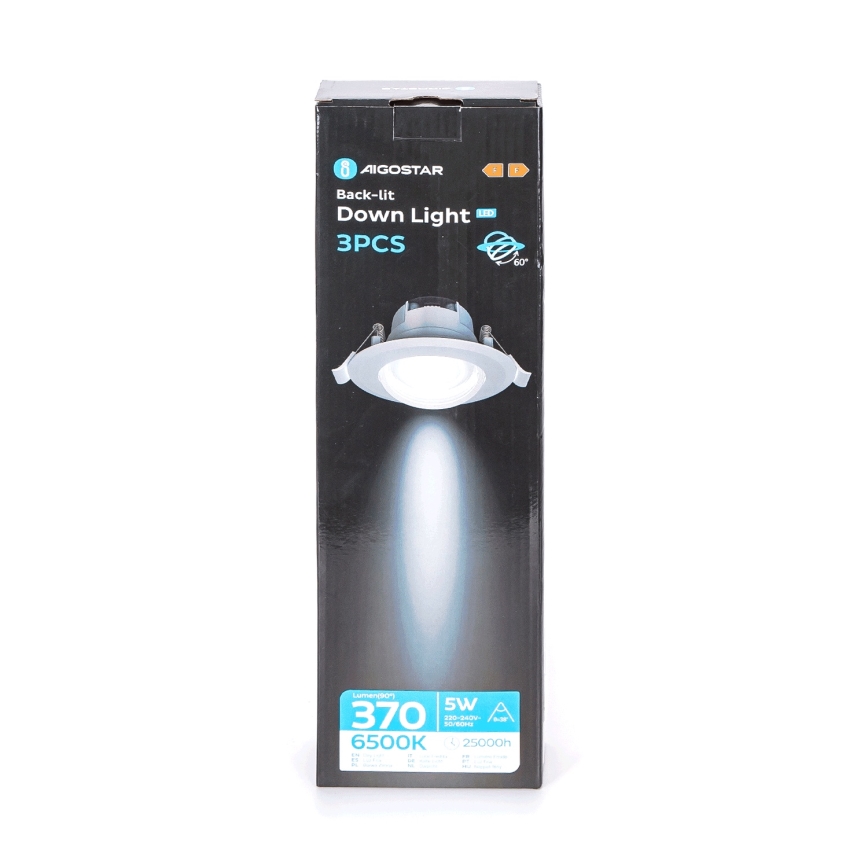 Aigostar - Ensemble de 3 spots LED encastrés LED/5W/230V 6500K diamètre 8,5 cm blanc