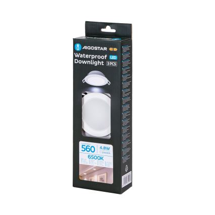 Aigostar - ENSEMBLE de 3 spots LED pour salle de bain LED/4,8W/230V IP65 blanc