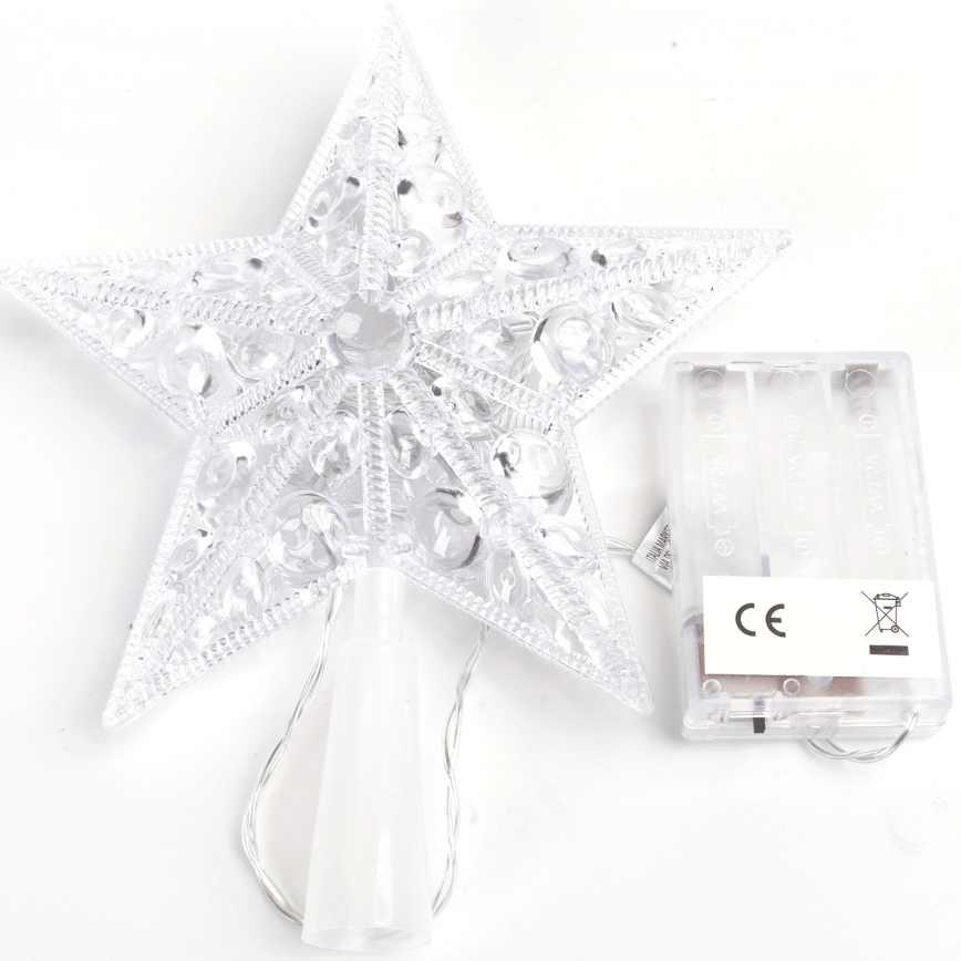 Aigostar - Étoile LED de Noël, 16 LED, 3 x AA, blanc froid