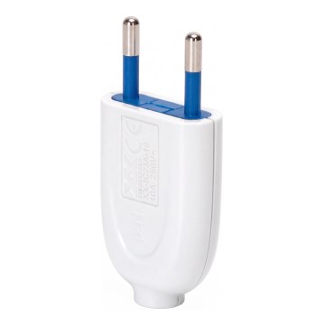 Aigostar - Fiche plastique 2 pôles 10 A / 250 V blanche