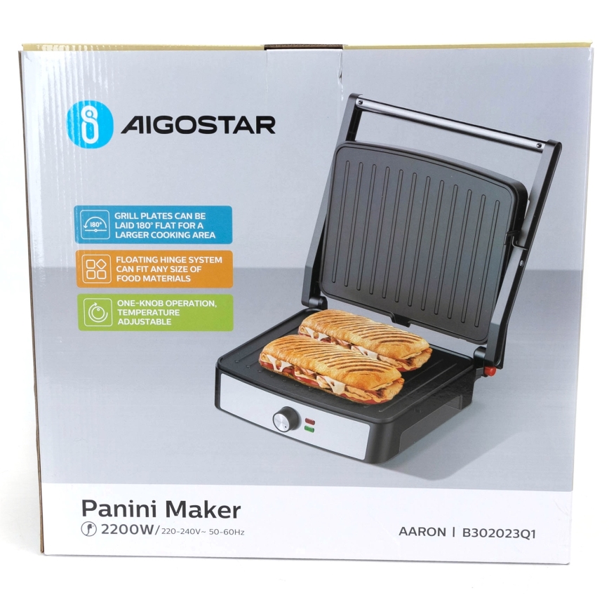 Aigostar - Gril de contact 2200 W / 230 V noir/inox
