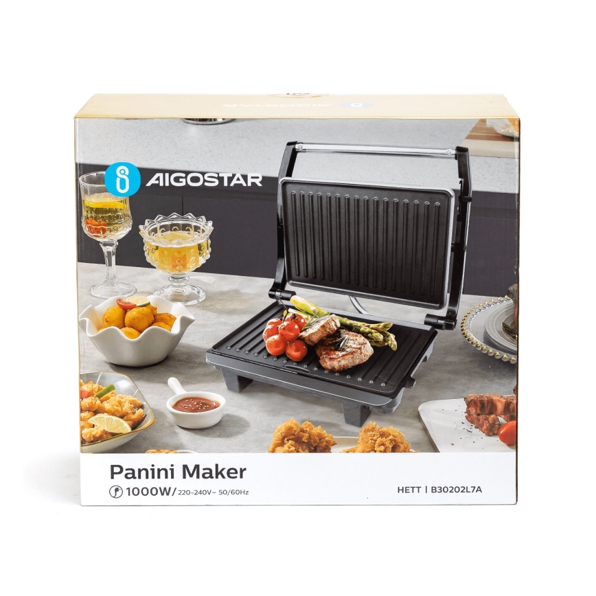 Aigostar - Grill de contact 1000W/230V noir/chrome mat