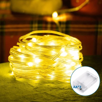 Aigostar - Guirlande de Noël 100xLED/3xAA 10,3m blanc chaud