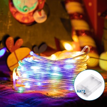 Aigostar - Guirlande de Noël 100xLED/3xAA 10,3m multicolore