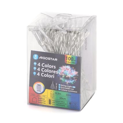 Aigostar - Guirlande de Noël 100xLED/3xAA 10,3m multicolore