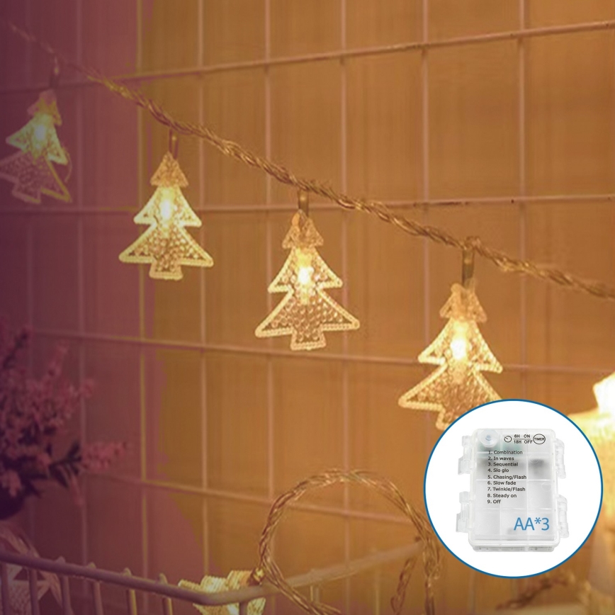 Aigostar - Guirlande de Noël 20xLED/3xAA 3,3m arbres