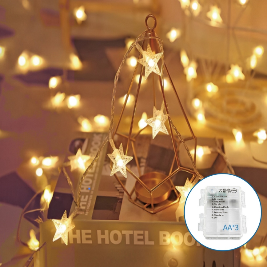 Aigostar - Guirlande de Noël 20xLED/3xAA 3,3m étoiles