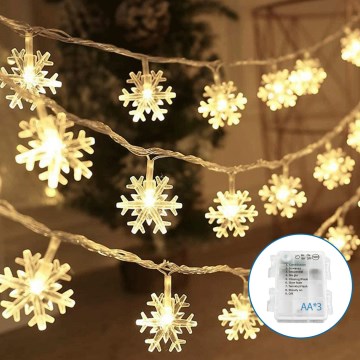 Aigostar - Guirlande de Noël 20xLED/3xAA 3,3m flocons de neige