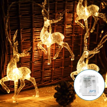 Aigostar - Guirlande de Noël 20xLED/3xAA 3,3m rennes