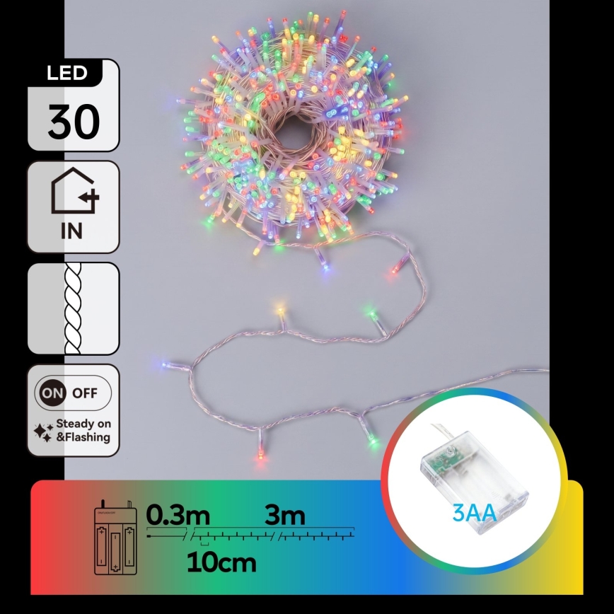Aigostar - Guirlande de Noël à LED 30xLED/3xAA 3,3m multicolore