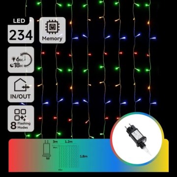 Aigostar - Guirlande de Noël d'extérieur à LED 234 LED / 8 fonctions 1,2 x 1,8 m IP44 multicolore