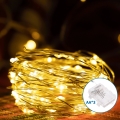 Aigostar -Guirlande de Noël extérieure 100xLED/8 fonctions 3xAA 10,3m IP44 blanc chaud