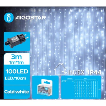 Aigostar - Guirlande de Noël extérieure 100xLED/8 fonctions 4x1m IP44 blanc froid