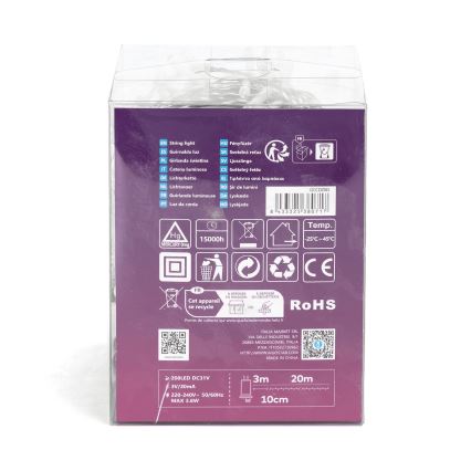 Aigostar - Guirlande de Noël extérieure 200xLED/8 fonctions 23m IP44 blanc froid