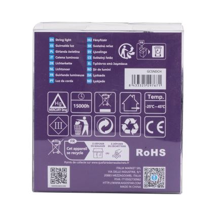 Aigostar - Guirlande de Noël extérieure 200xLED/8 fonctions 3xAA 10,3m IP44 blanc chaud
