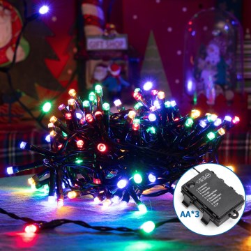 Aigostar -Guirlande de Noël extérieure 200xLED/8 fonctions 3xAA 10,3m IP44 multicolore