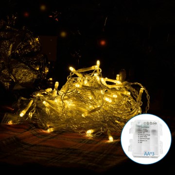 Aigostar-Guirlande de Noël extérieure 200xLED/8 fonctions 3xAA 6x1,5m IP44 blanc chaud