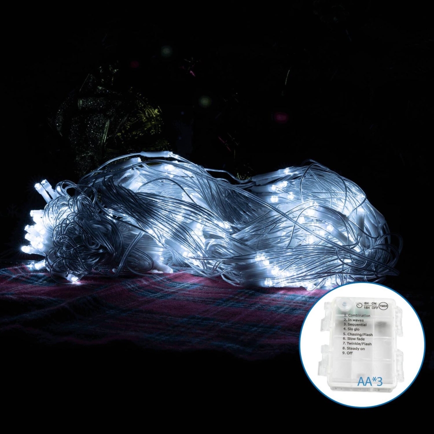 Aigostar - Guirlande de Noël extérieure 200xLED/8 fonctions 6x1,5m IP44 blanc froid