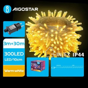 Aigostar - Guirlande de Noël extérieure 300 LED/8 fonctions 33 m IP44 blanc chaud