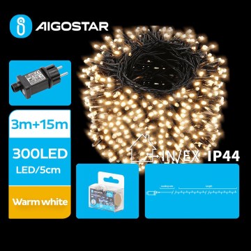 Aigostar - Guirlande de Noël extérieure 300xLED/8 fonctions 18m IP44 blanc chaud
