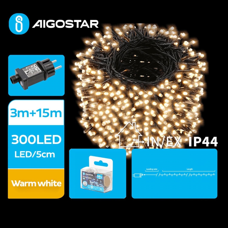 Aigostar - Guirlande de Noël extérieure 300xLED/8 fonctions 18m IP44 blanc chaud