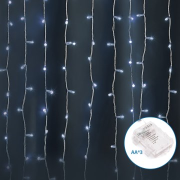 Aigostar-Guirlande de Noël extérieure 300xLED/8 fonctions 3xAA 6x2m IP44 blanc froid
