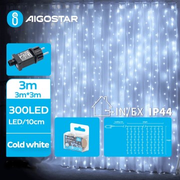 Aigostar - Guirlande de Noël extérieure 300xLED/8 fonctions 6x3m IP44 blanc froid