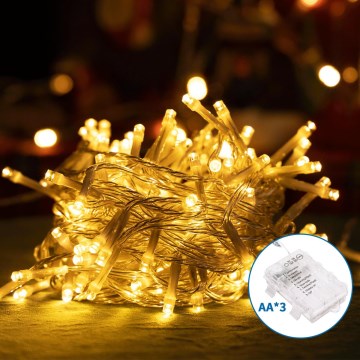 Aigostar - Guirlande de Noël extérieure 50xLED/8 fonctions 3xAA 5,3m IP44 blanc chaud
