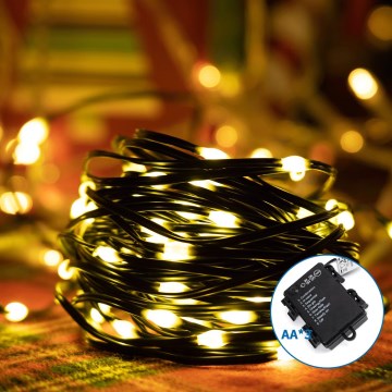 Aigostar - Guirlande de Noël extérieure 50xLED/8 fonctions 3xAA 5,3m IP44 blanc chaud