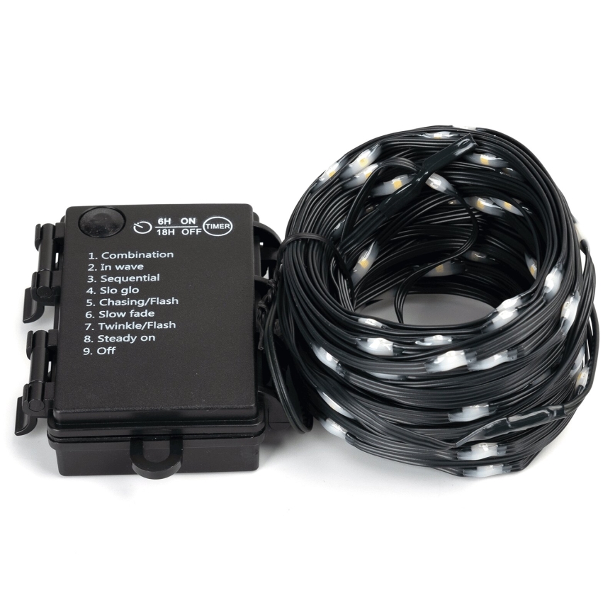 Aigostar - Guirlande de Noël extérieure 50xLED/8 fonctions 3xAA 5,3m IP44 blanc chaud