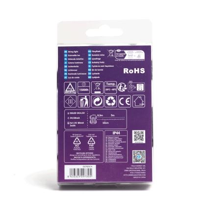 Aigostar - Guirlande de Noël extérieure 50xLED/8 fonctions 3xAA 5,3m IP44 blanc chaud
