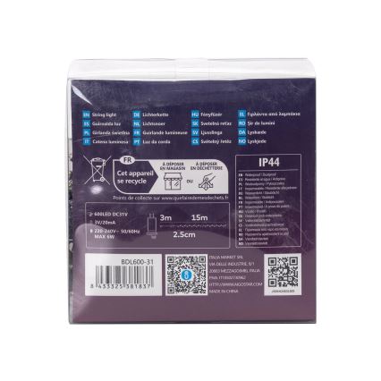 Aigostar - Guirlande de Noël extérieure 600xLED/8 fonctions 18m IP44 blanc chaud