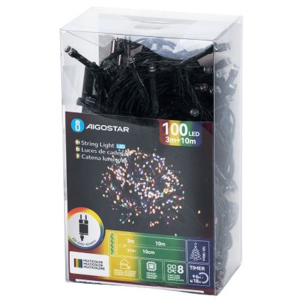 Aigostar - Guirlande de Noël extérieure à LED 100 LED / 8 fonctions, 13 m, IP44, multicolore