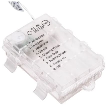 Aigostar - Guirlande de Noël extérieure LED 50 LED, alimentation 3x AA, 8 fonctions, 5,3 m, IP44, multicolore