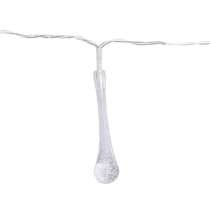 Aigostar - Guirlande de Noël LED d'extérieur 25 LED, 8 fonctions, 3 × piles AA, 2,5 m, IP44, gouttes multicolores