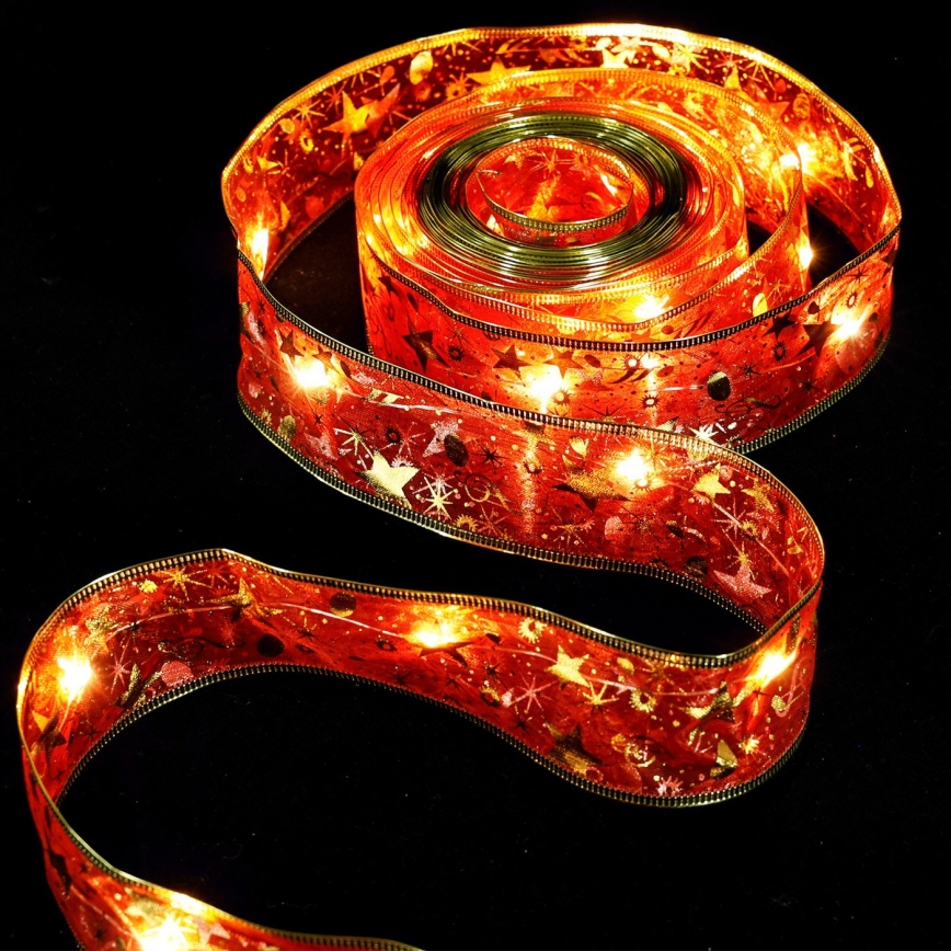 Aigostar - Guirlande de Noël LED 100 LED, 10 m, alimentée par 3×AA, blanc chaud et rouge