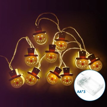 Aigostar - Guirlande de Noël LED 20 LED, 3x AA, 3 m, blanc chaud, motif bonhomme de neige