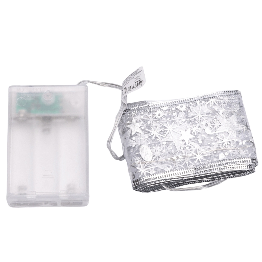 Aigostar - Guirlande lumineuse de Noël LED 50xLED/3xAA, 5 m, blanc chaud, argenté