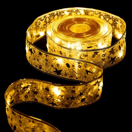 Aigostar - Guirlande de Noël LED 50 LED, 3×AA, 5 m, blanc chaud doré