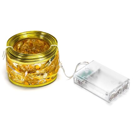 Aigostar - Guirlande de Noël LED 50 LED, 3×AA, 5 m, blanc chaud doré