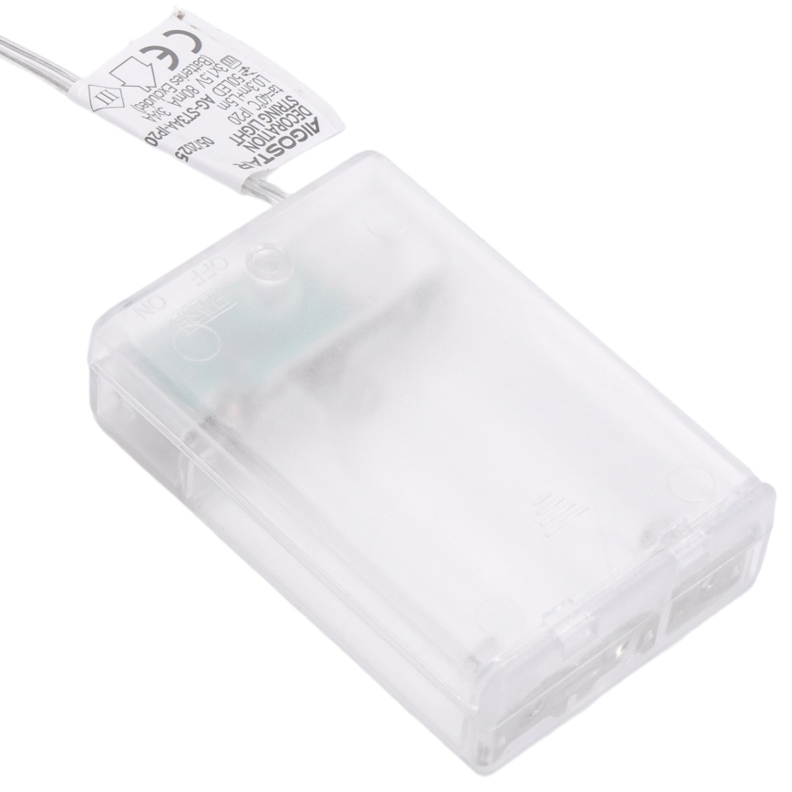 Aigostar - Guirlande de Noël LED 50 LED, 3×AA, 5 m, blanc chaud doré